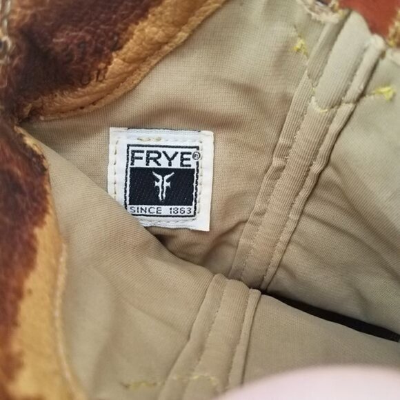 Vintage 1980s Frye Denim and Tooled cognac  Leather  Western Boot 8 - Picture 14 of 15